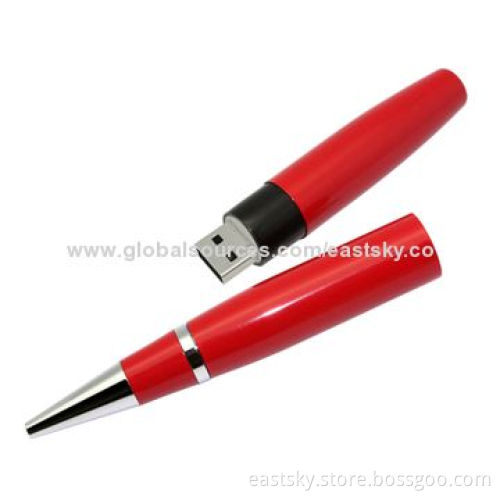Custom Pen-shaped USB Drive, Warranty Free for 2 Years, Metal Material, Comes in Various Colors